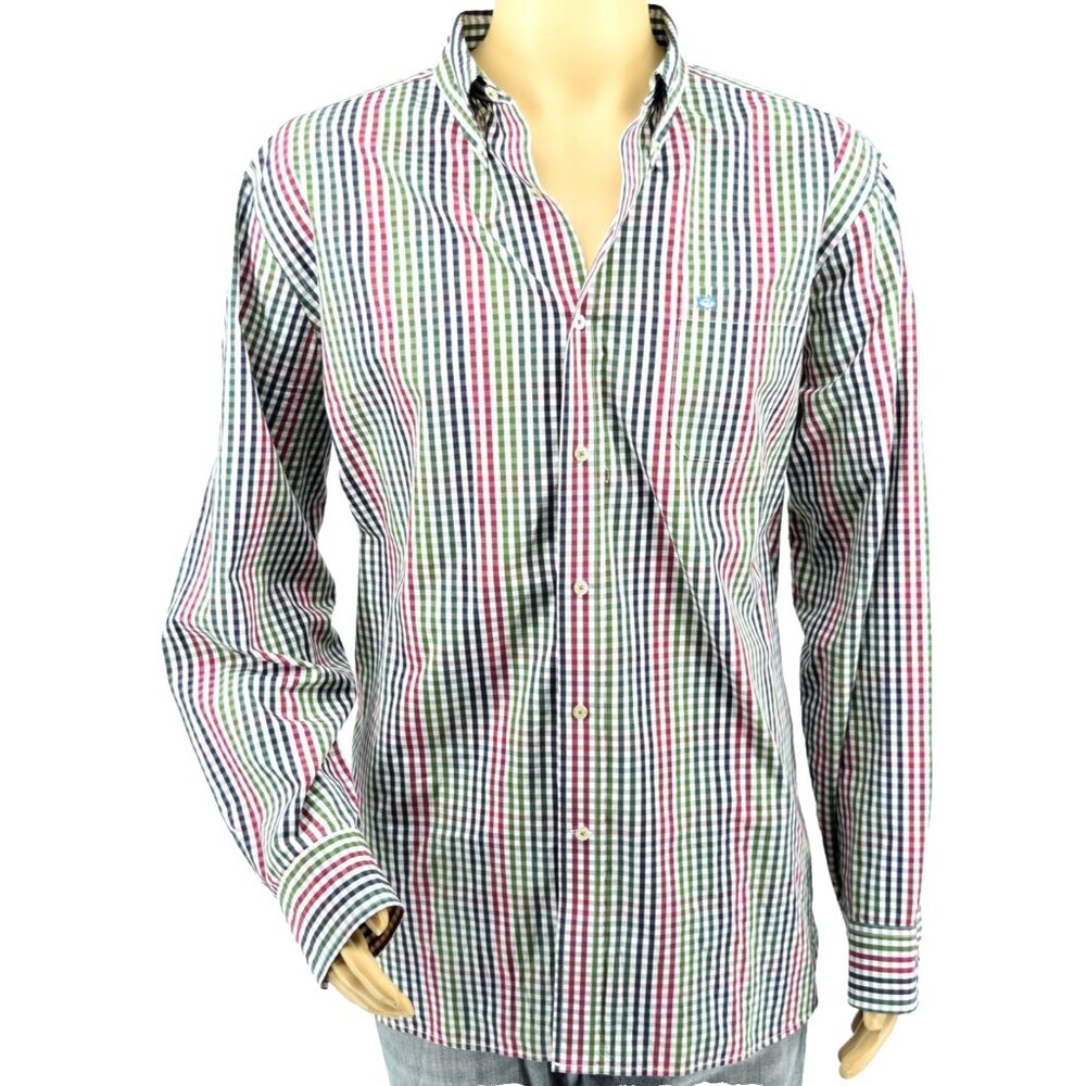 Southern Tide Mult-Colored Check Plaid Long‎ Sleeve Button-Front Shirt Men's XL